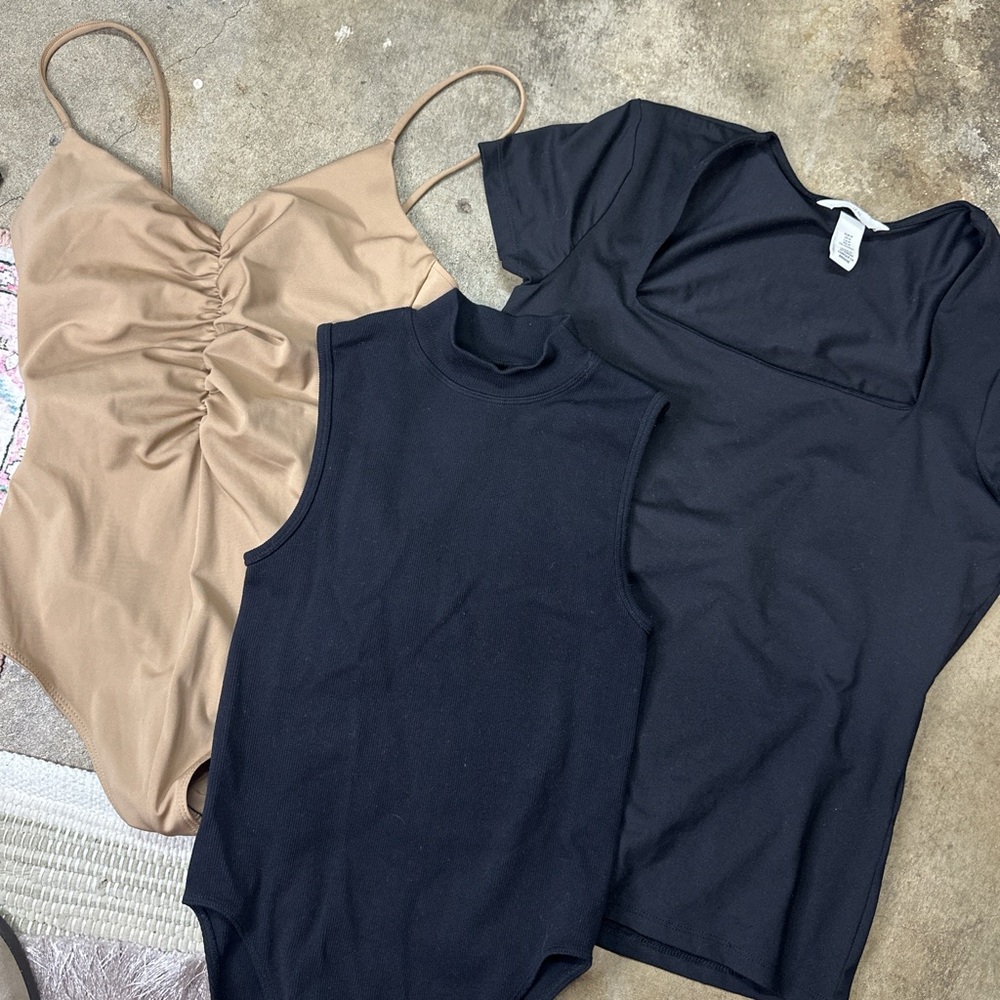 Basics H&M Black and Tan Bodysuit bundle